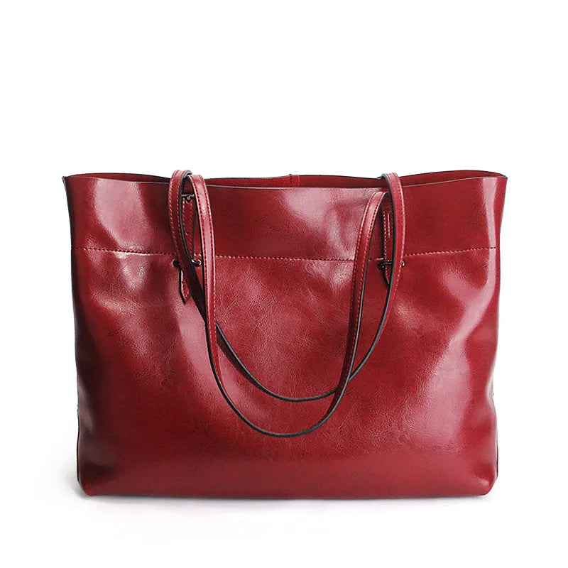 New Style Brown Women Handbag 100% Genuine Leather Shoulder Purse Ladies Tote Bag Large Shopping Bags