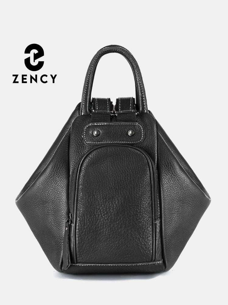 Zency Genuine Leather Women's Backpack Knapsack Large Capacity 2024 Designer Shoulder Bag