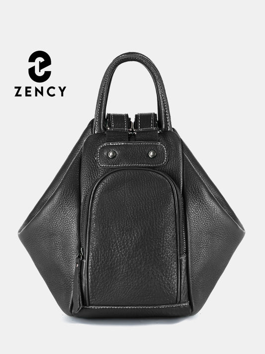 Zency Genuine Leather Women's Backpack Knapsack Large Capacity 2024 Designer Shoulder Bag