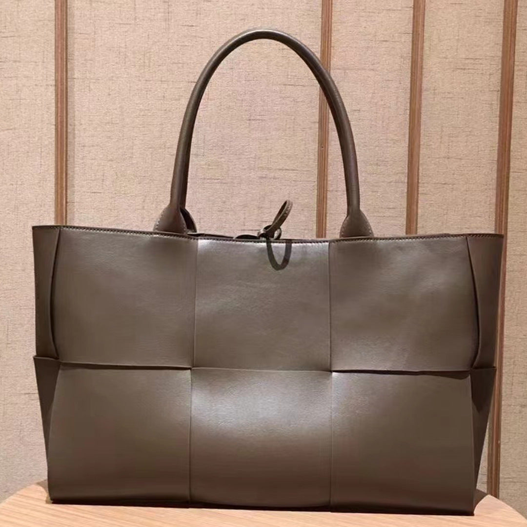 Cowhide Autumn and Winter New Weaving Tote Bag Shopping Bag Single Shoulder Handbag Composite Bag