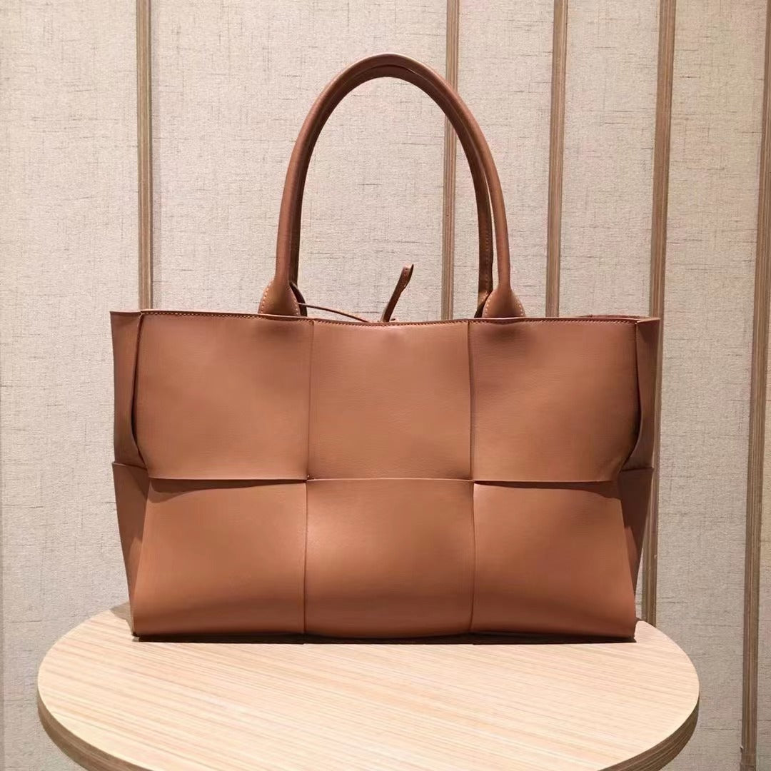 Cowhide Autumn and Winter New Weaving Tote Bag Shopping Bag Single Shoulder Handbag Composite Bag