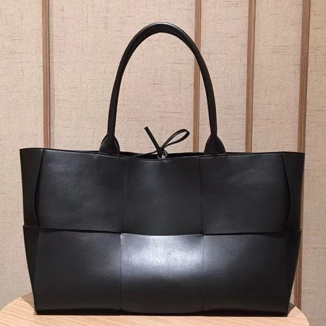 Cowhide Autumn and Winter New Weaving Tote Bag Shopping Bag Single Shoulder Handbag Composite Bag