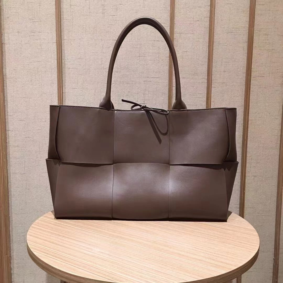 Cowhide Autumn and Winter New Weaving Tote Bag Shopping Bag Single Shoulder Handbag Composite Bag