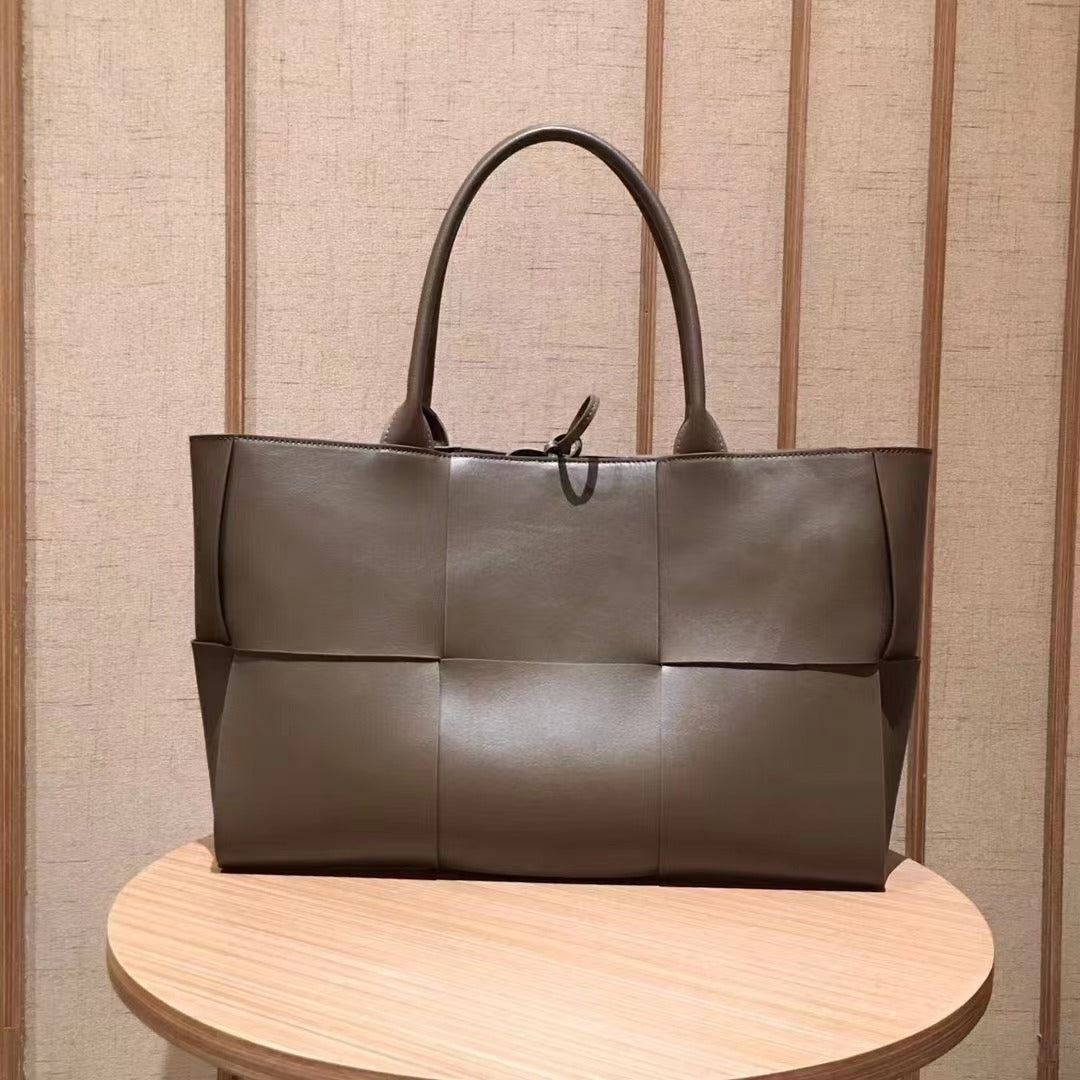 Cowhide Autumn and Winter New Weaving Tote Bag Shopping Bag Single Shoulder Handbag Composite Bag