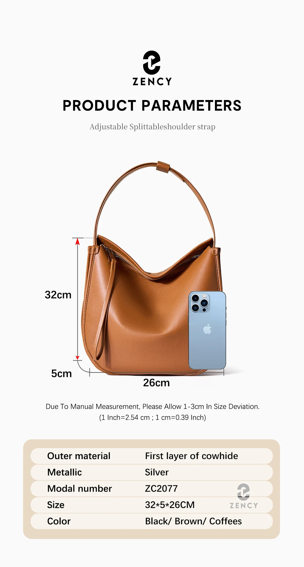 Zency Fashion Women Messenger Bag Genuine Leather Romantic Handbags