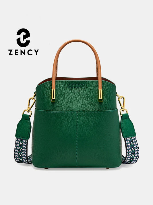 Zency Genuine Leather Bucket Bag For Women