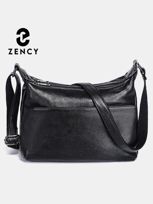 Zency 100% Genuine Leather Fashion Purple Women Shoulder Bag