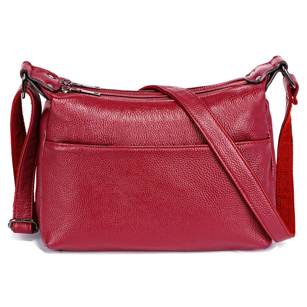 Zency 100% Genuine Leather Fashion Purple Women Shoulder Bag