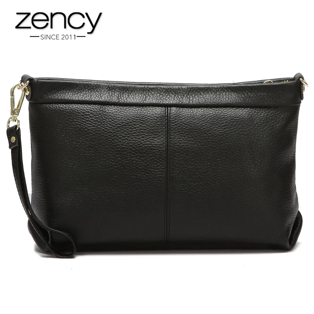 Zency 100% Genuine Leather Fashion Women Day Clutches Bag Classic Black
