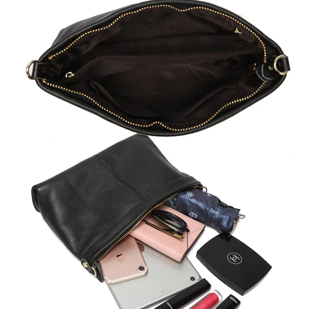 Zency 100% Genuine Leather Fashion Women Day Clutches Bag Classic Black