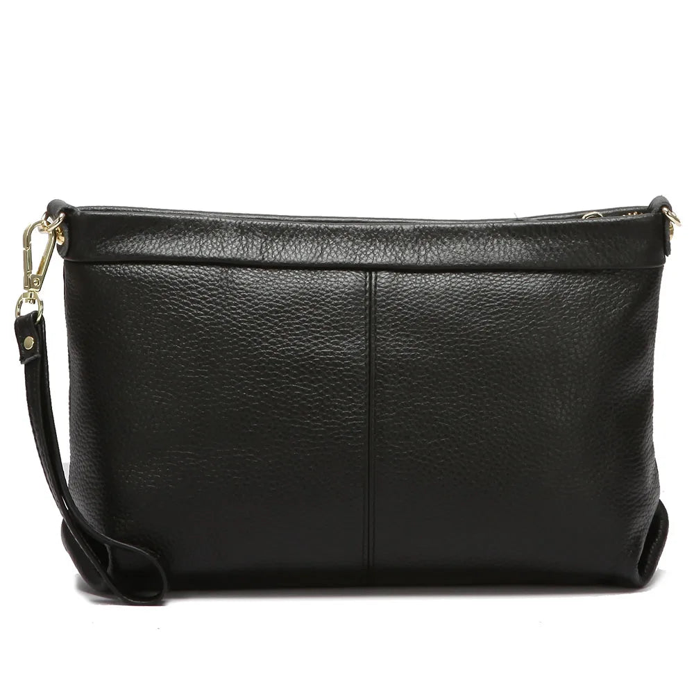 Zency 100% Genuine Leather Fashion Women Day Clutches Bag Classic Black