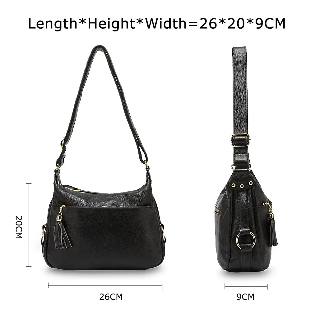 Zency Leather Fashion Women Grey Crossbody Bag With Tassel Zip