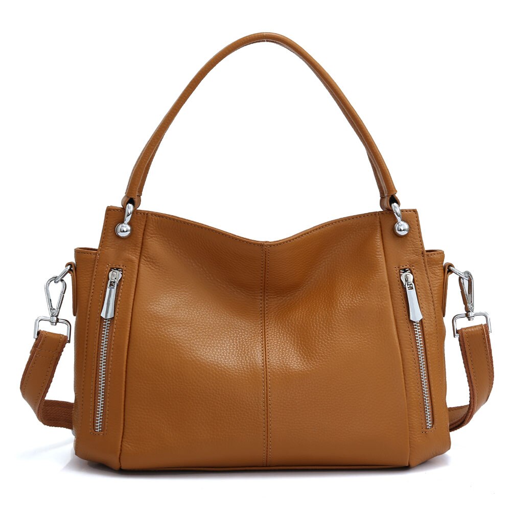 Zency 100% Genuine Leather Handbag Female Classic Simple Vintage Shoulder Bag Commuter Casual Crossbody