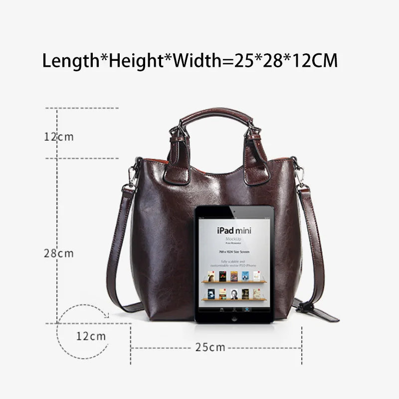 Zency Retro Coffee 100% Genuine Leather Tote Handbag Women Bucket Bag