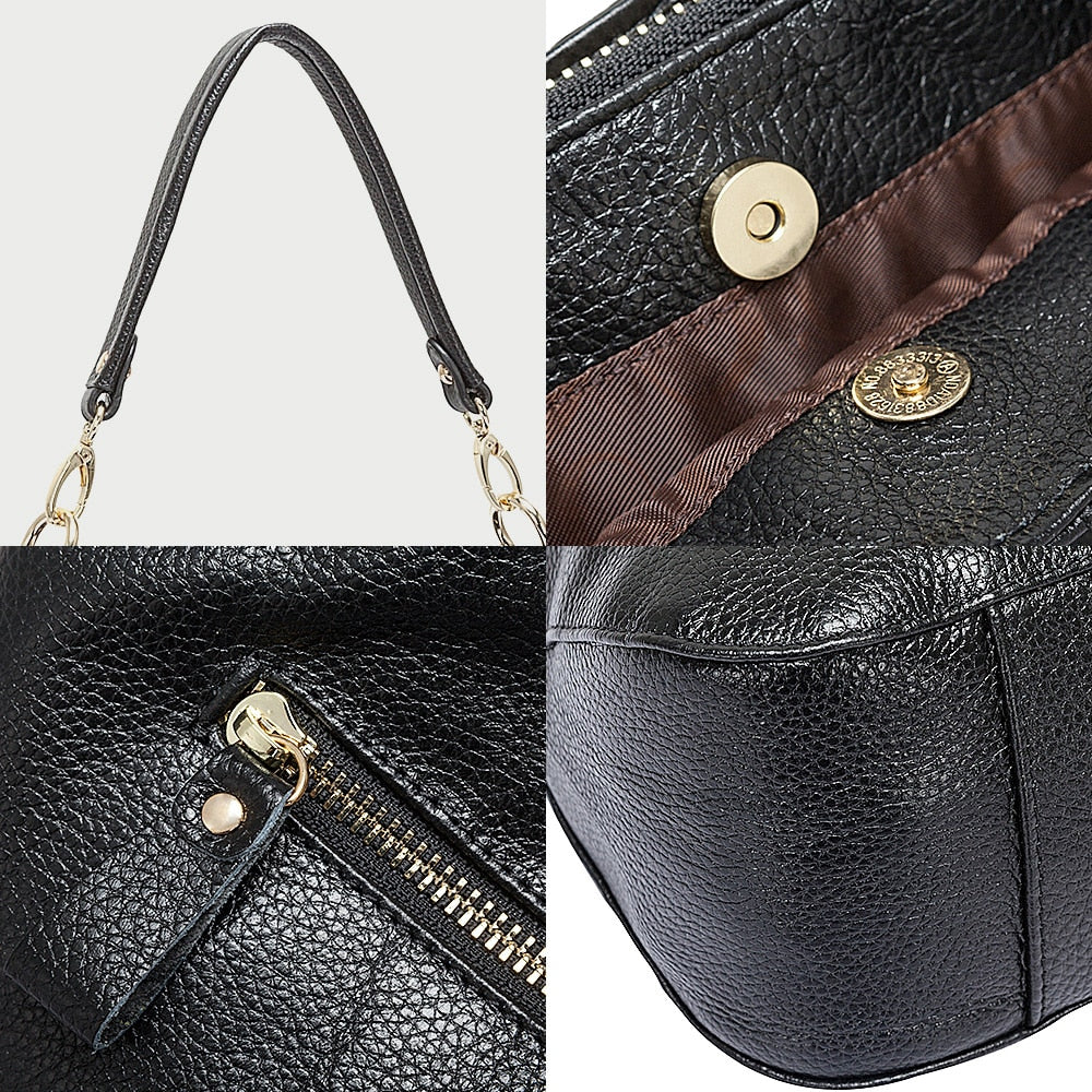 Zency 100% Genuine Leather Quality A+ Women Shoulder Bag Fashion Black Messenger Crossbody Purse Lady Hobos Grey Tote Handbags