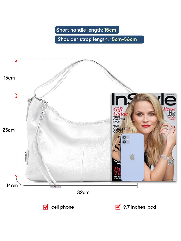 Zency 100% Genuine Leather Tote Bag Top Handles Bag Large Women Lady Shoulder Bags Satchel Purse Tassel Wide Strap Handbag