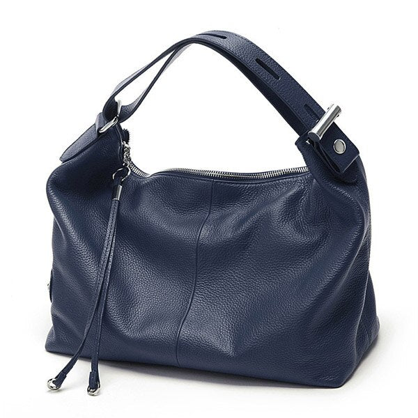 Zency 100% Genuine Leather Tote Bag Top Handles Bag Large Women Lady Shoulder Bags Satchel Purse Tassel Wide Strap Handbag