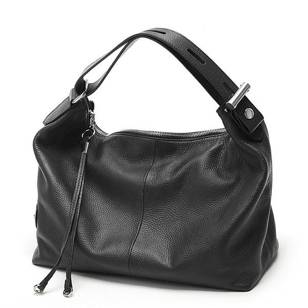 Zency 100% Genuine Leather Tote Bag Top Handles Bag Large Women Lady Shoulder Bags Satchel Purse Tassel Wide Strap Handbag
