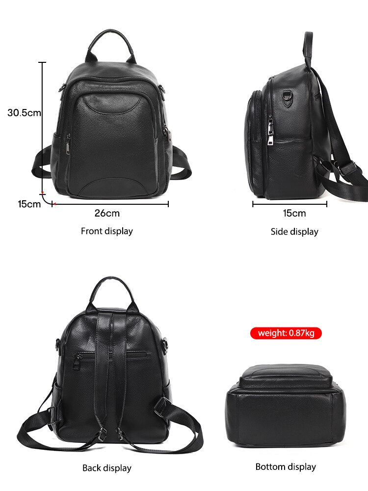 Female Small Casual Backpack Genuine Leather For Summer Trip