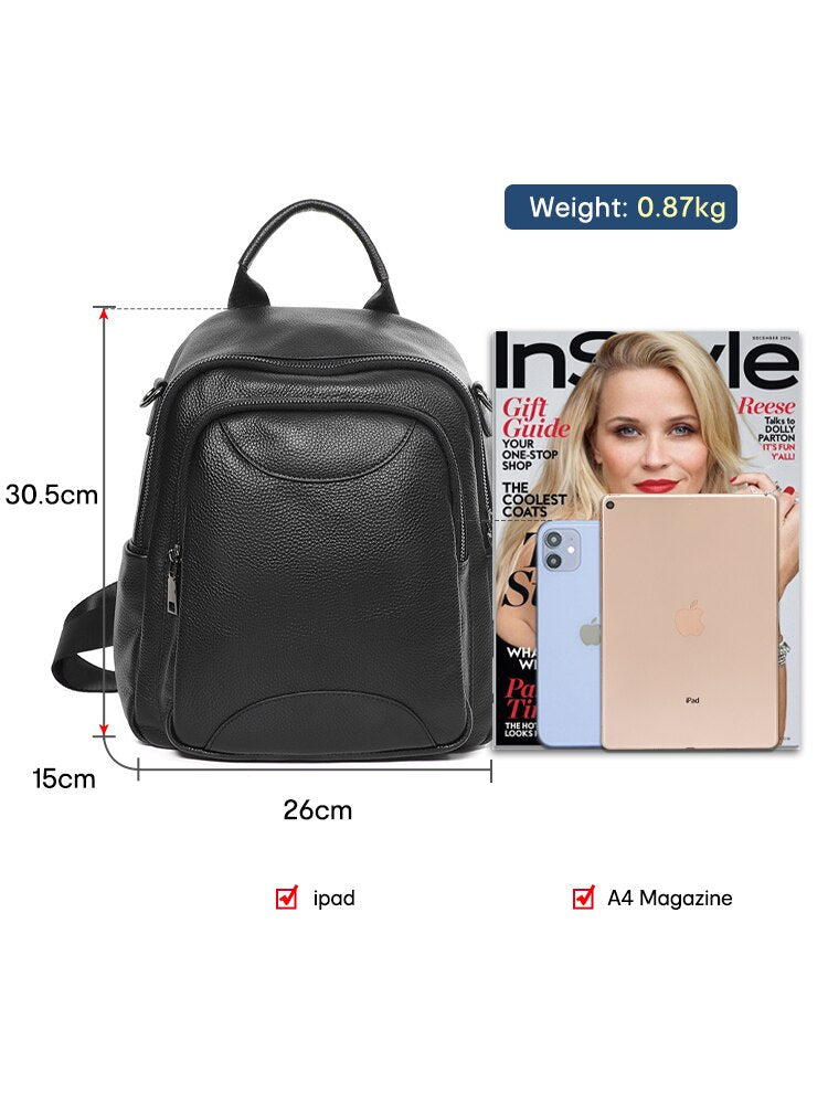 Female Small Casual Backpack Genuine Leather For Summer Trip
