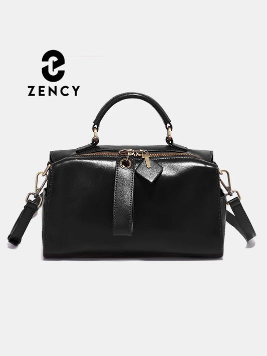 Zency Retro Oil Wax Leather Handbag Women Shoulder Bag