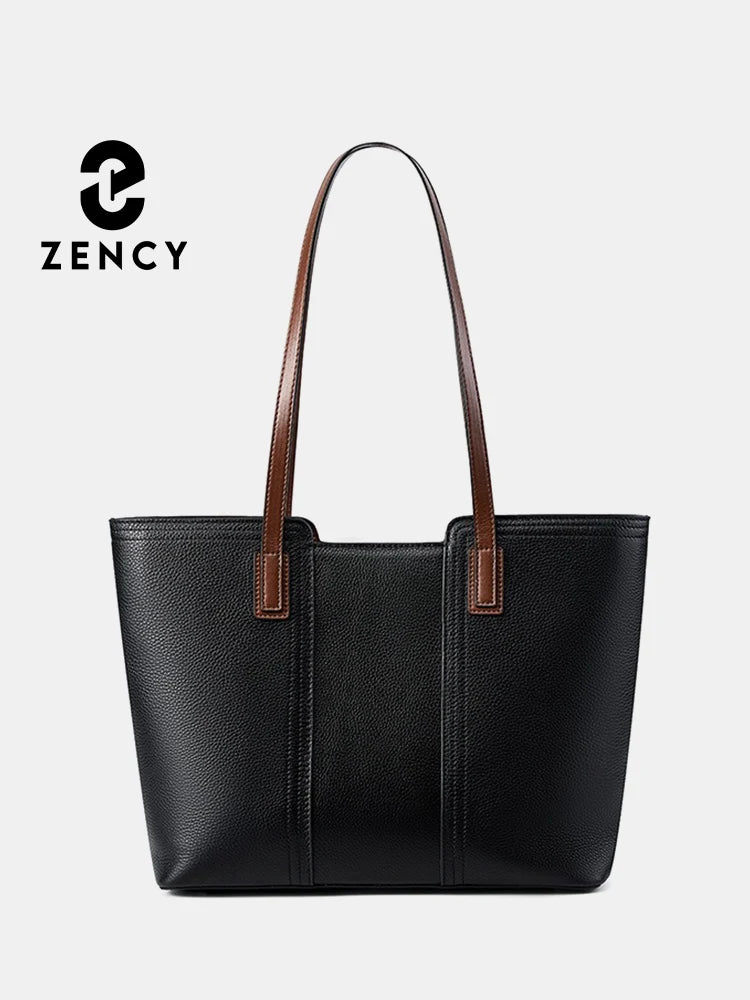 Zency 2024 Genuine Leather Women's Work Tote Bag Handbag