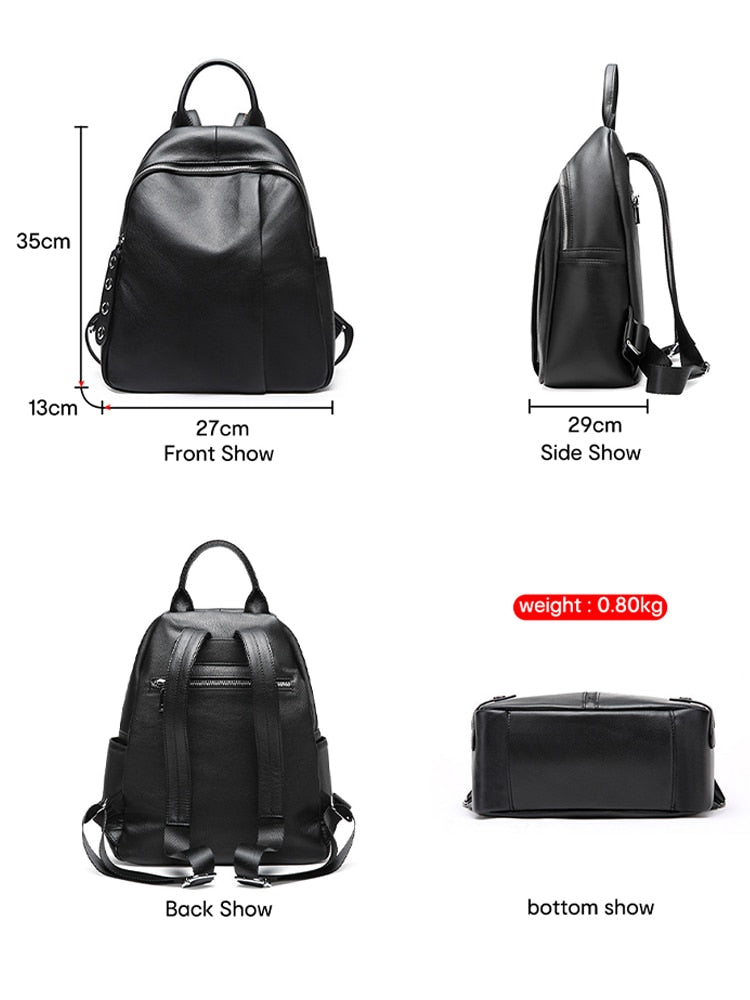 Zency Anti-theft Design Women Backpack 100% Genuine Leather Classic