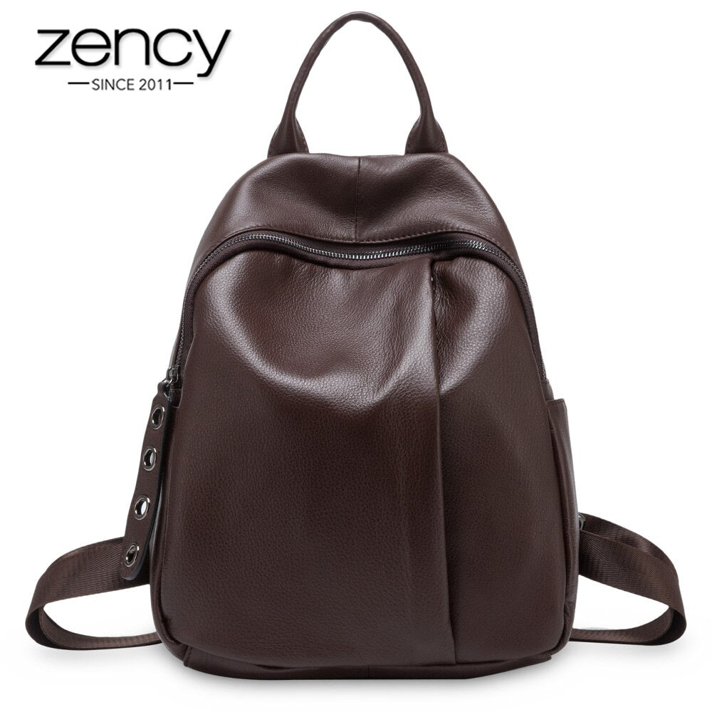 Zency Anti-theft Design Women Backpack 100% Genuine Leather Classic