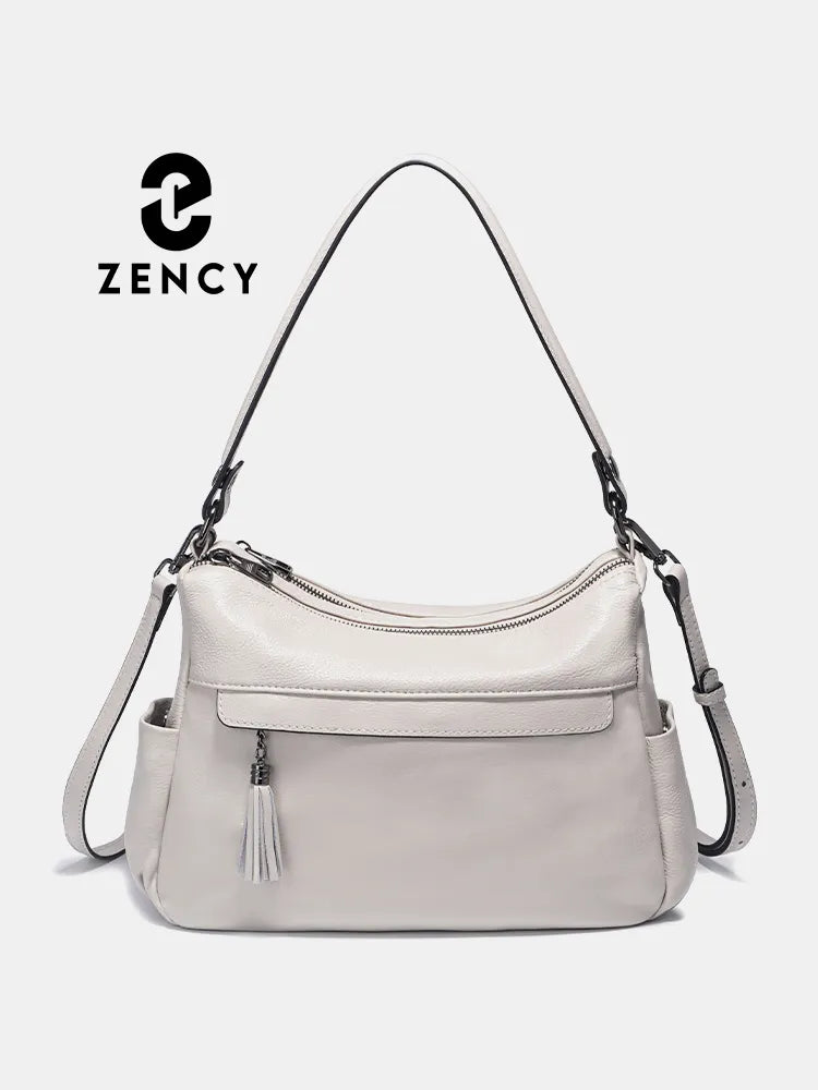 Zency Beige Bag 100% Genuine Leather Soft Hobo Women's Shoulder Bag Trend