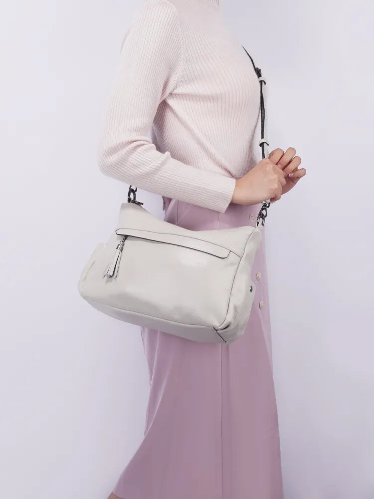 Zency Beige Bag 100% Genuine Leather Soft Hobo Women's Shoulder Bag Trend