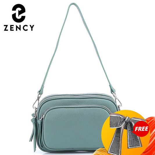 Zency Casual Designer Women Shoulder Bag Top Layer Cowhide Leather Handbag Large Capacity Crossbody