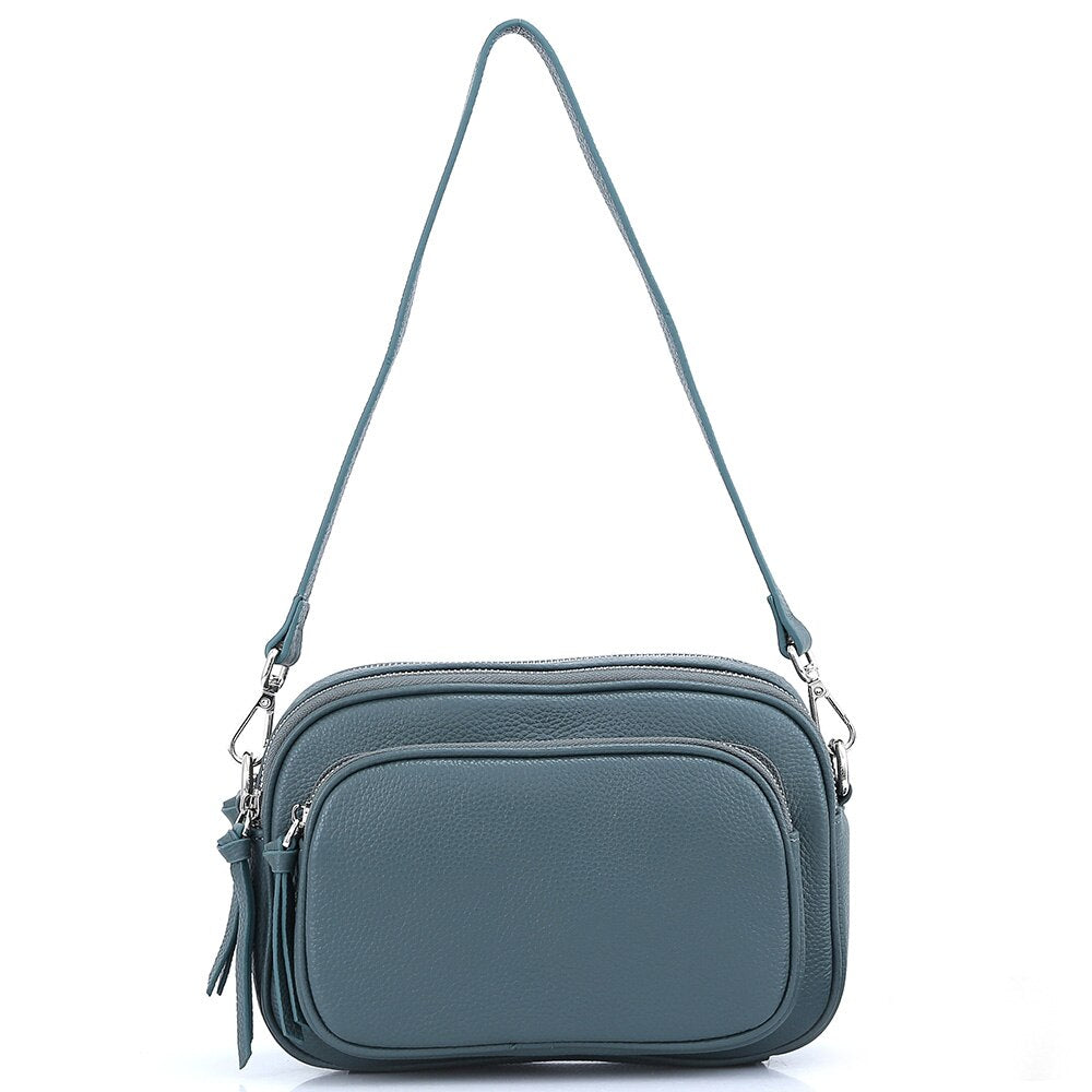 Zency Casual Designer Women Shoulder Bag Top Layer Cowhide Leather Handbag Large Capacity Crossbody