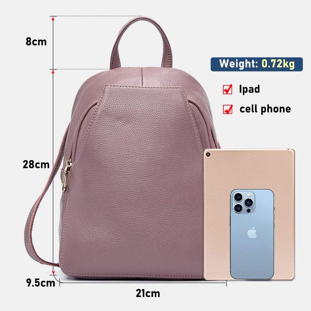 Zency Charm Women Backpack 100% Genuine Leather Anti-theft Button Elegant Female Travel Bags Schoolbag For Girl Holiday Knapsack