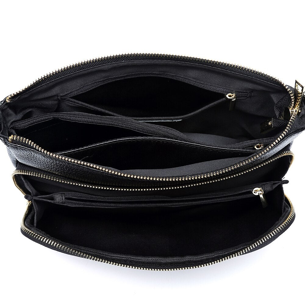 Zency Elegant Women Handbag 100% Genuine Leather Ladies Shoulder Bag Crossbody Messenger Purse Fashion Hobos Black High Quality