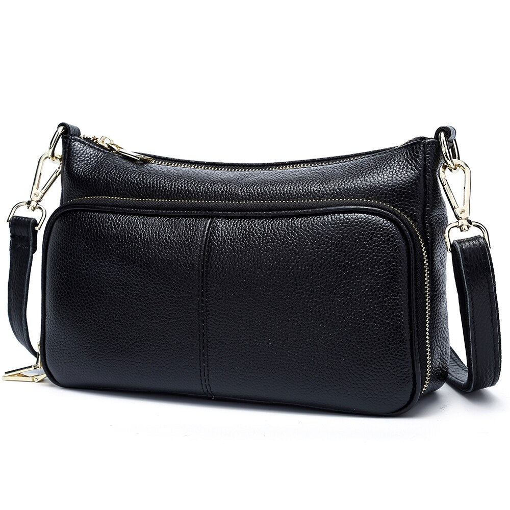 Zency Elegant Women Handbag 100% Genuine Leather Ladies Shoulder Bag Crossbody Messenger Purse Fashion Hobos Black High Quality