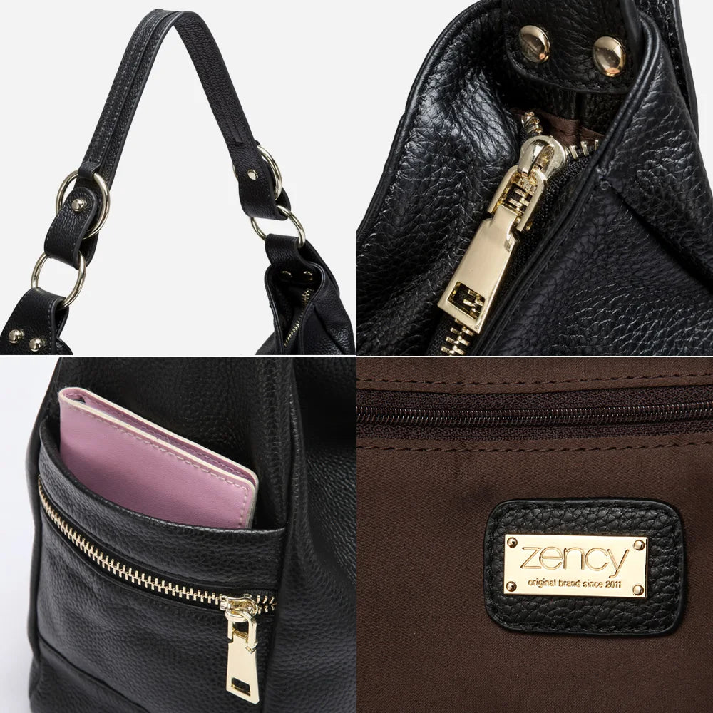 Zency Elegant Women Shoulder Bag 100% Genuine Leather Large Crossbody Purse