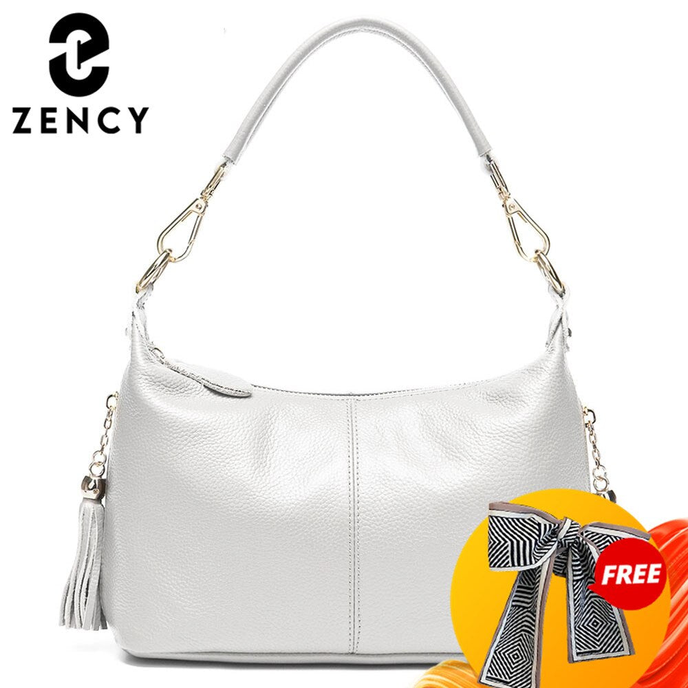 Zency Fashion Female Shoulder Bag 100% Natural Leather Women Handbag With Tassel Lady Messenger Crossbody Purse Small Bags Tote
