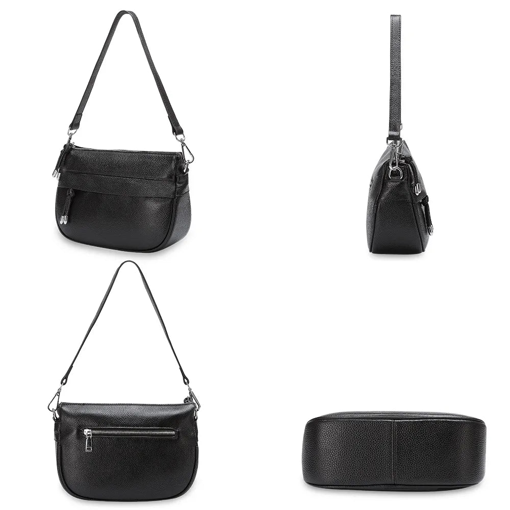 Zency Fashion Semi Circle Soft Genuine Leather Women's Tote Bag