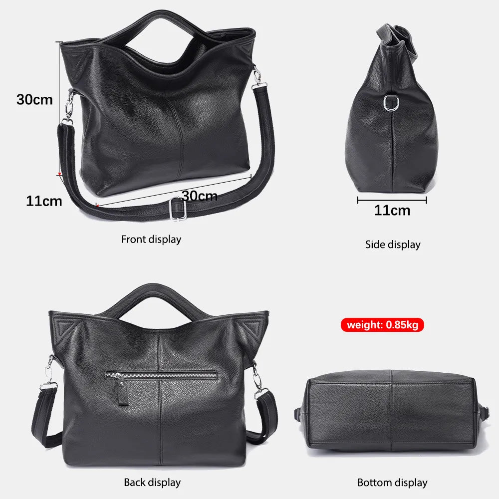 100% Genuine Leather Ladies Tote Bag Classic Satchel Purse Large Shoulder Bag