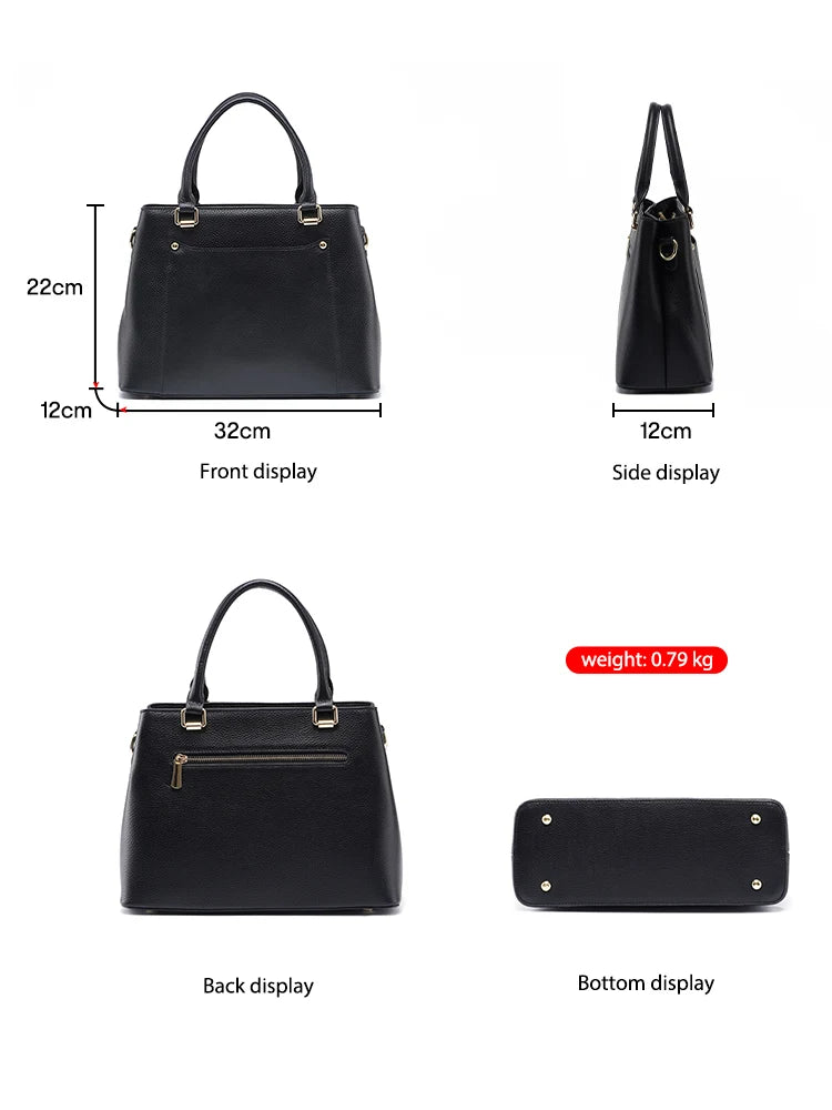 Zency Genuine Leather Shoulder Bag For Women Simple Classic Ladies Handbag