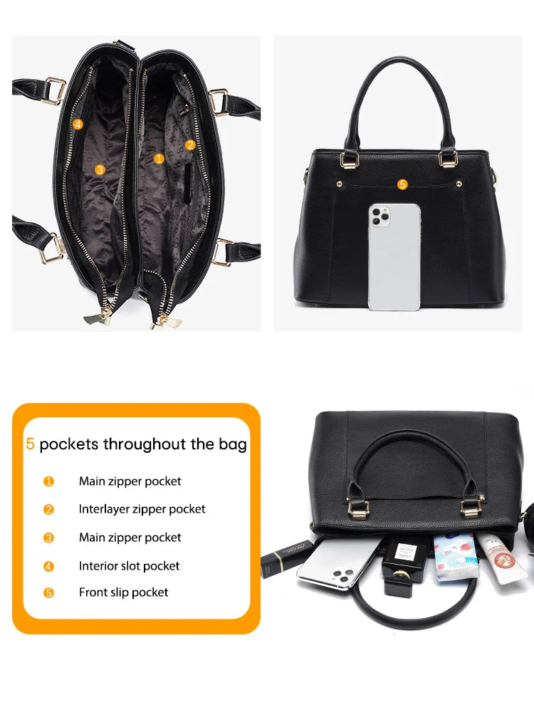 Zency Genuine Leather Shoulder Bag For Women Simple Classic Ladies Handbag