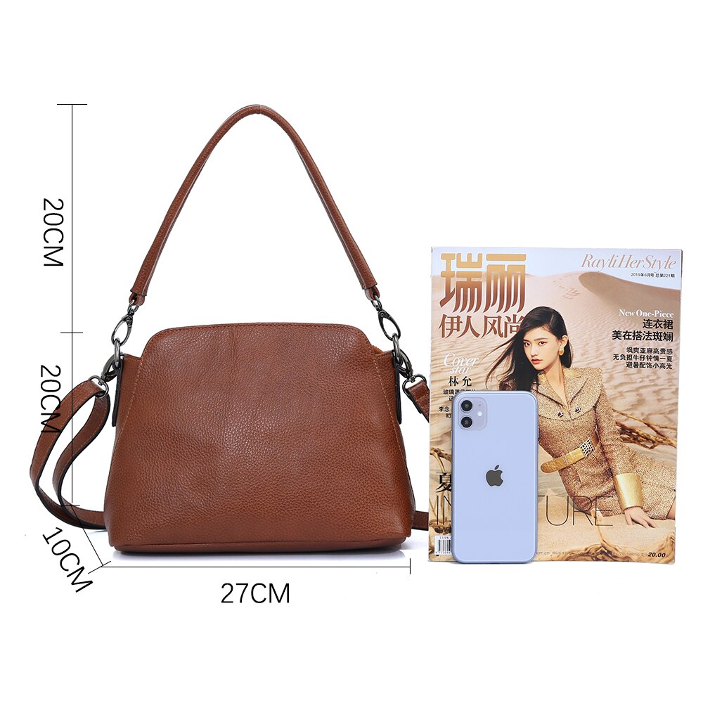 Zency Genuine Leather Bags For Women Vintage Simple Small Handbag Casual High Quality Female Shoulder Crossbody Tote Bag Winter