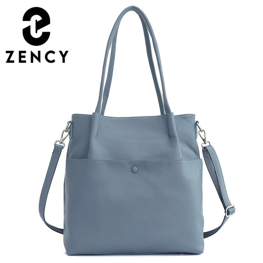 Zency Genuine Leather New Winter Bucket Shoulder Bag Large Capacity Shopper Women Luxury Casual Handbag Female Crossbody Vintage