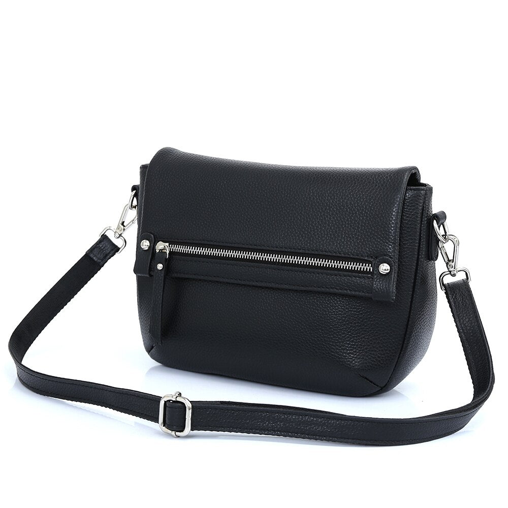 Zency Genuine Leather Shoulder Bag For Women Simple Vintage Casual Crossbody Small Handbag Classic Lady Tote Messenger Bag