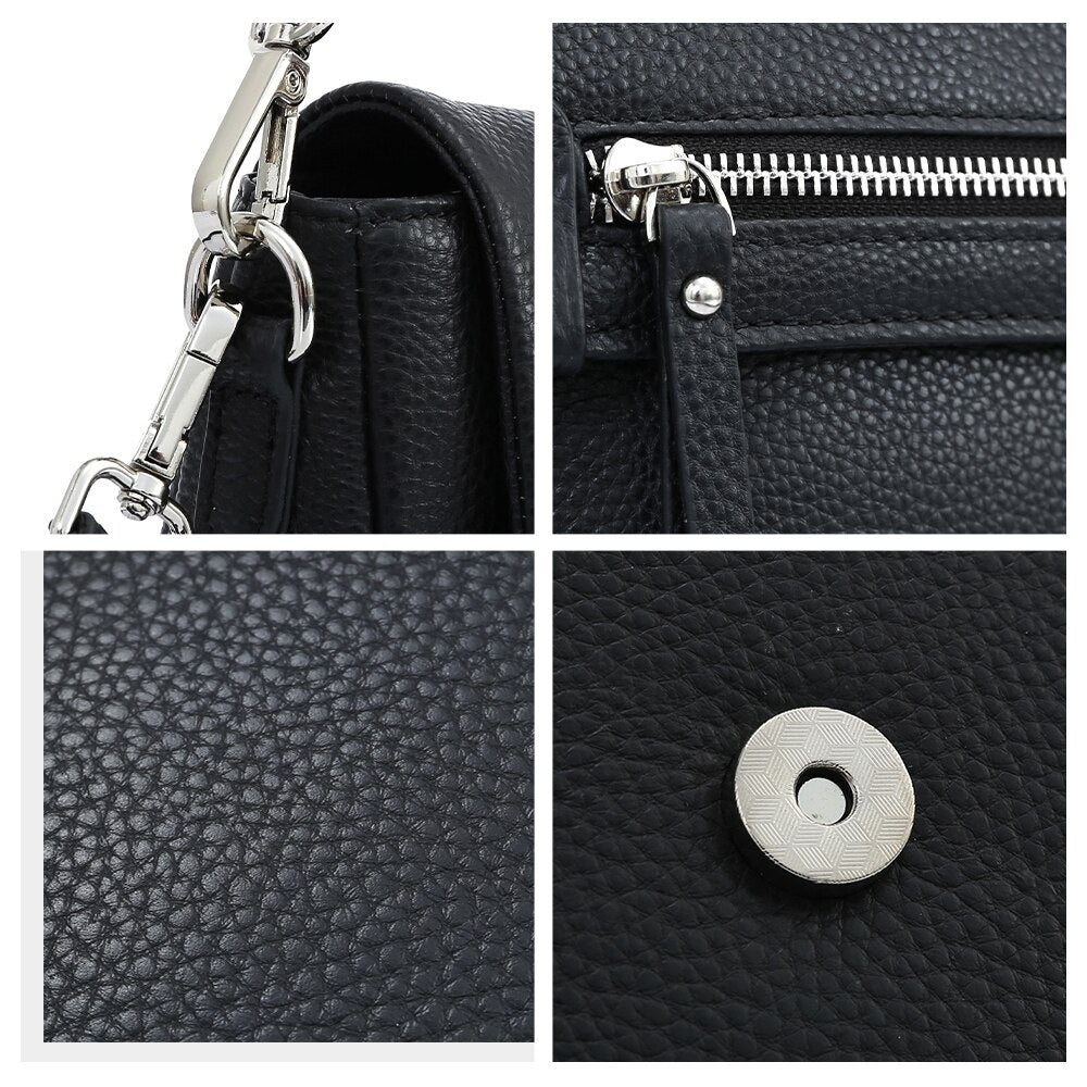 Zency Genuine Leather Shoulder Bag For Women Simple Vintage Casual Crossbody Small Handbag Classic Lady Tote Messenger Bag