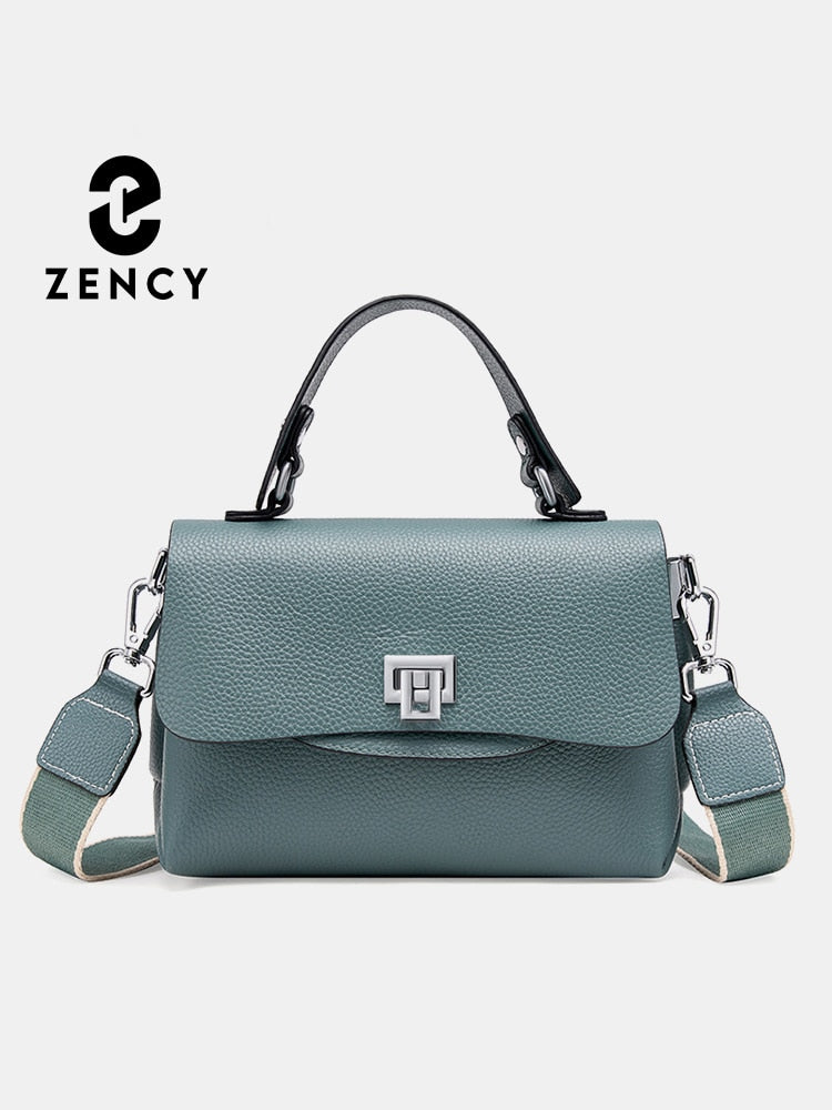 Zency Genuine Leather Top-handle Bag For Women Simple Fashion Envelope Bags Luxury Brand Shoulder Handbag Female Small Crossbody