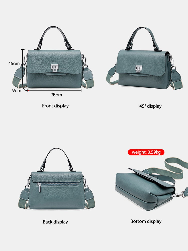 Zency Genuine Leather Top-handle Bag For Women Simple Fashion Envelope Bags Luxury Brand Shoulder Handbag Female Small Crossbody