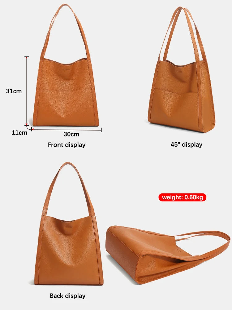 Zency Genuine Leather Totebag Shoulder Bag Large Capacity Shopper Luxury Women's Cow Skin Handbag