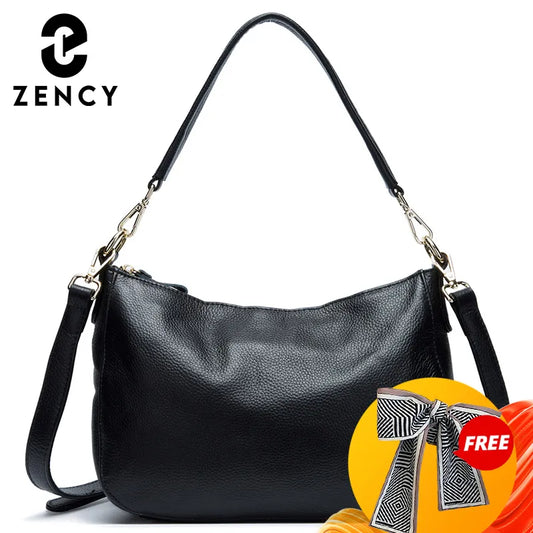 Zency Genuine Leather Women Half Moon Shoulder Bag