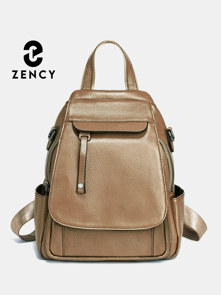 Zency Genuine Leather Women's Fashion Backpack Travel Shoulder Rucksack